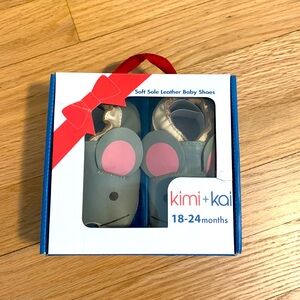 Kimi + Kai soft sole leather baby shoes, elephant pattern, 18-24 months